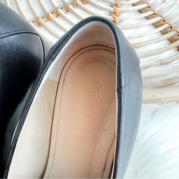 Chloe Black Leather Lumi Block Heel Zip Pumps Silver Zippers Loafer Chunky - Picture 13 of 13